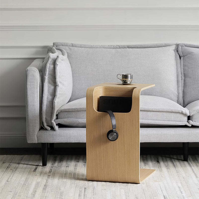 Minimalist Rectangular Geometric Solid Wood 2-Tier End Table