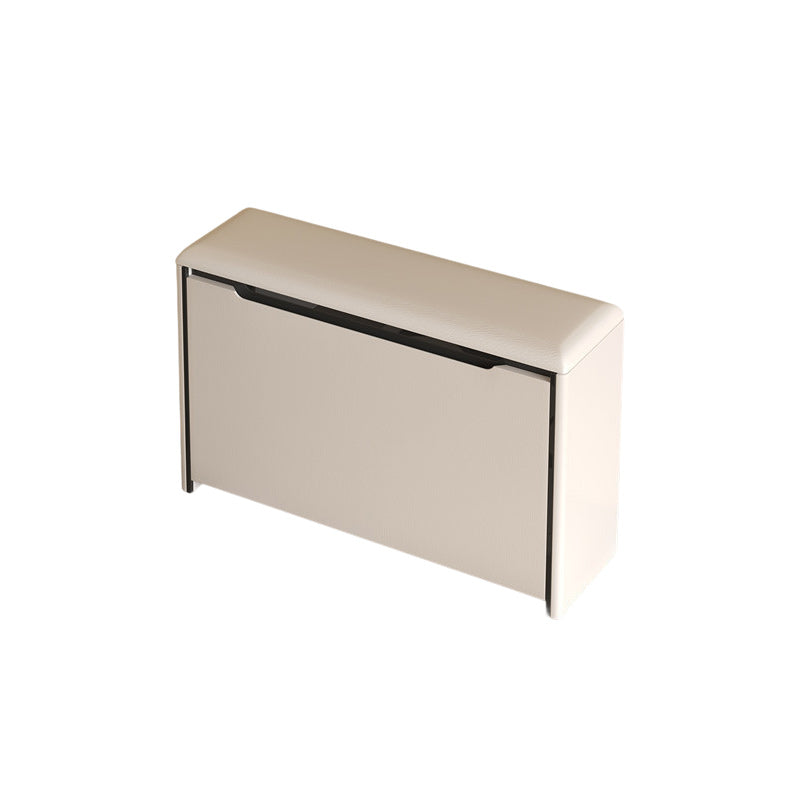 Minimalist Leather Pine 2-Tier Tipping Shoe Storage Bench