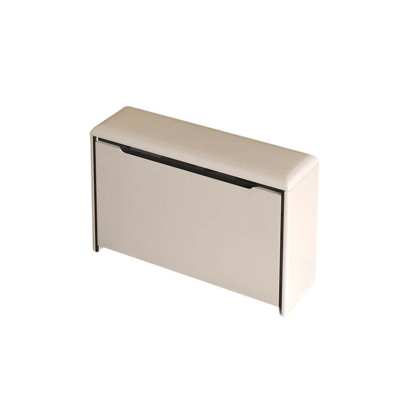 Minimalist Leather Pine 2-Tier Tipping Shoe Storage Bench