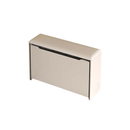 Minimalist Leather Pine 2-Tier Tipping Shoe Storage Bench