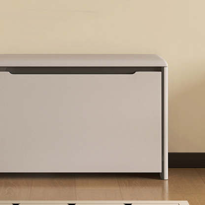 Minimalist Leather Pine 2-Tier Tipping Shoe Storage Bench — Gray