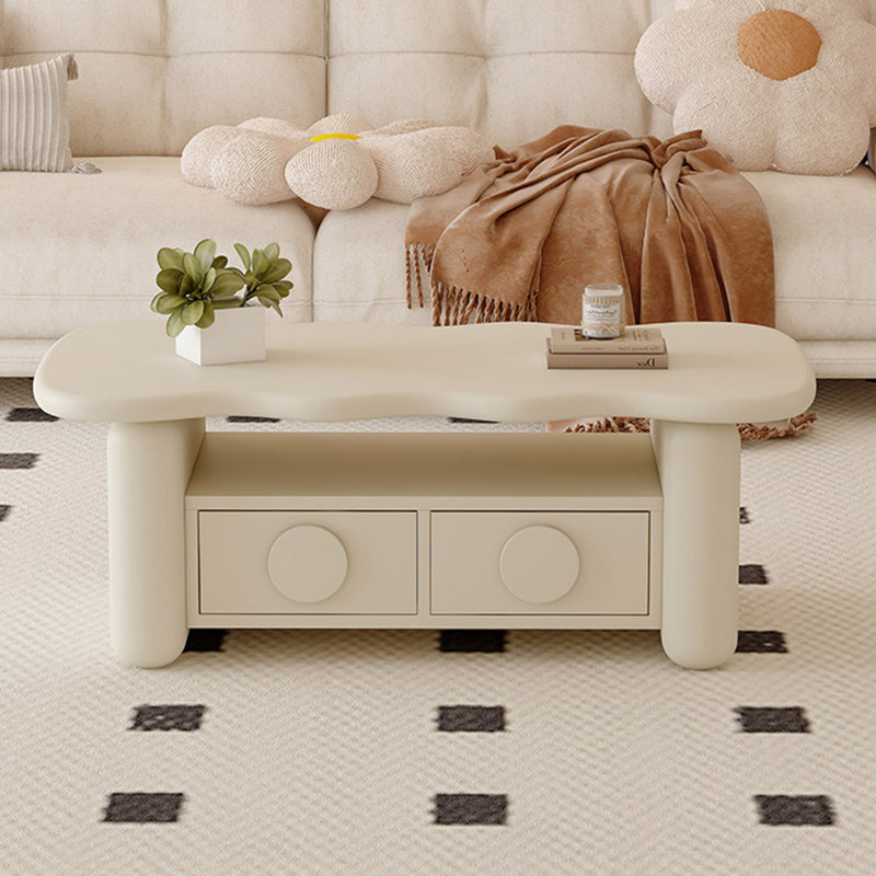 Nordic Solid Wood 3-Tier Rectangular Coffee Table — Off White