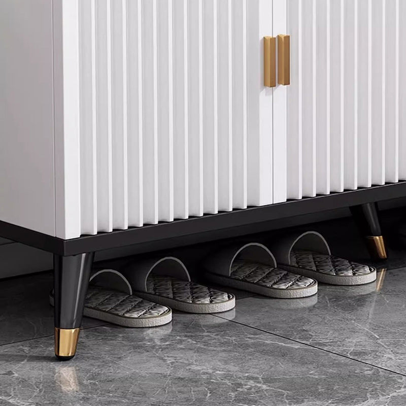 Nordic Cream Leather 2-Tier Rectangular Shoe Storage Bench