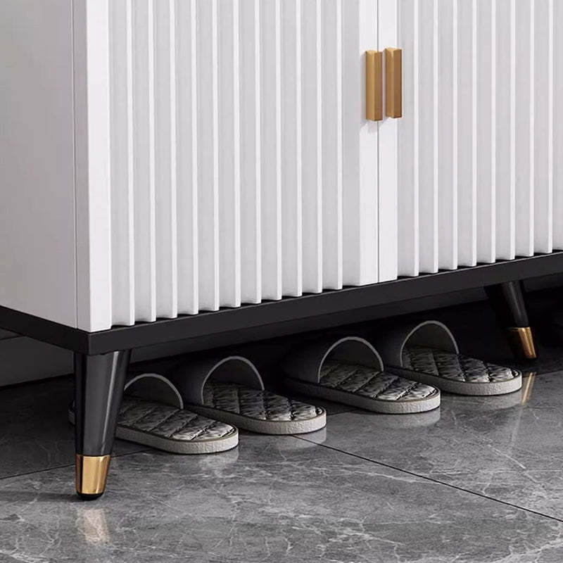 Nordic Cream Leather 2-Tier Rectangular Shoe Storage Bench