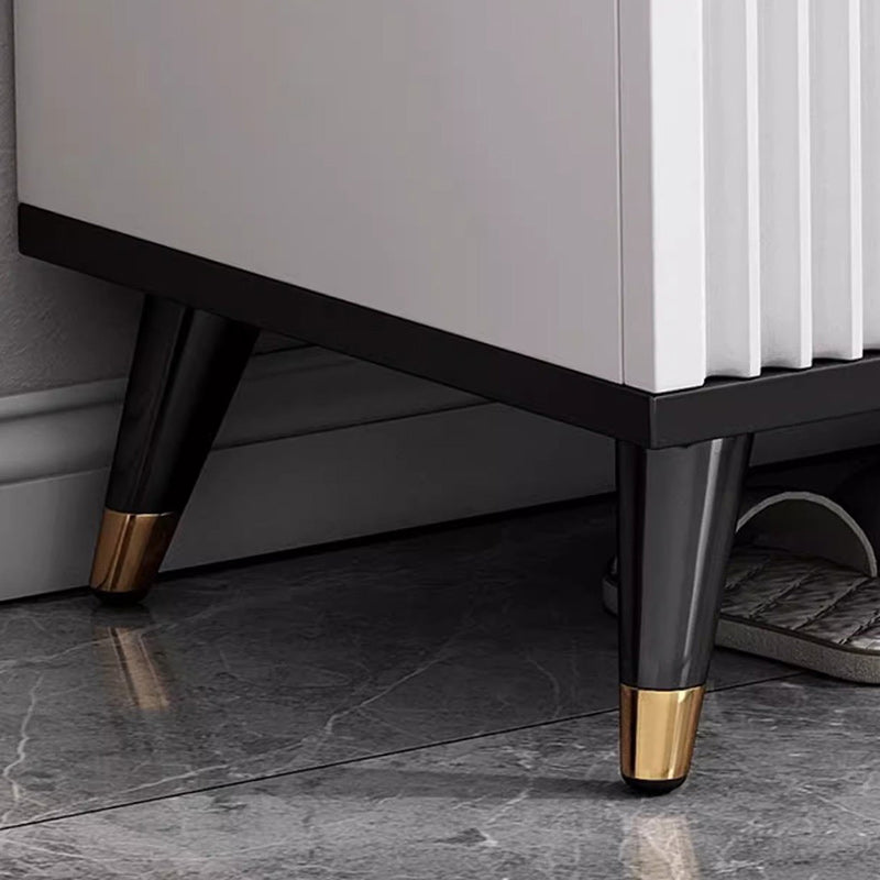 Nordic Cream Leather 2-Tier Rectangular Shoe Storage Bench