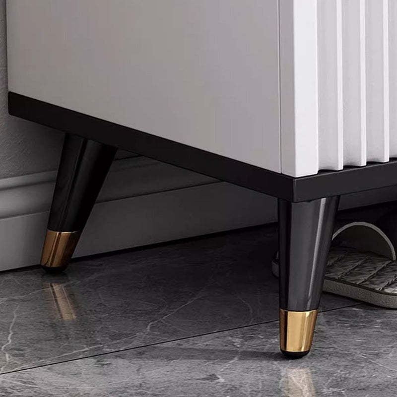 Nordic Cream Leather 2-Tier Rectangular Shoe Storage Bench
