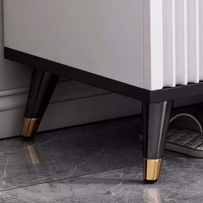 Nordic Cream Leather 2-Tier Rectangular Shoe Storage Bench