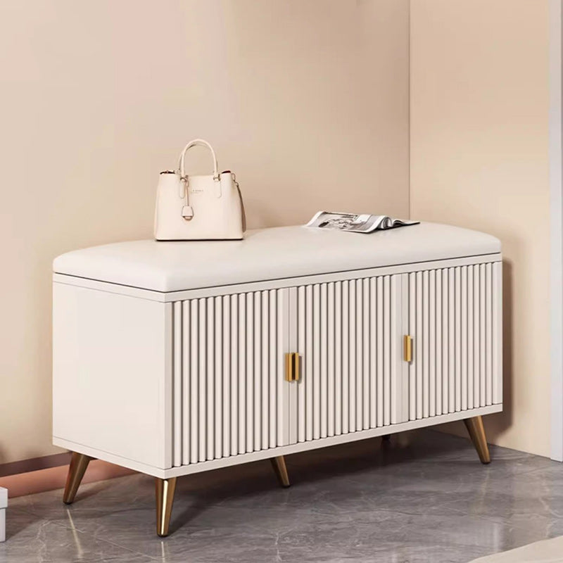 Nordic Cream Leather 2-Tier Rectangular Shoe Storage Bench