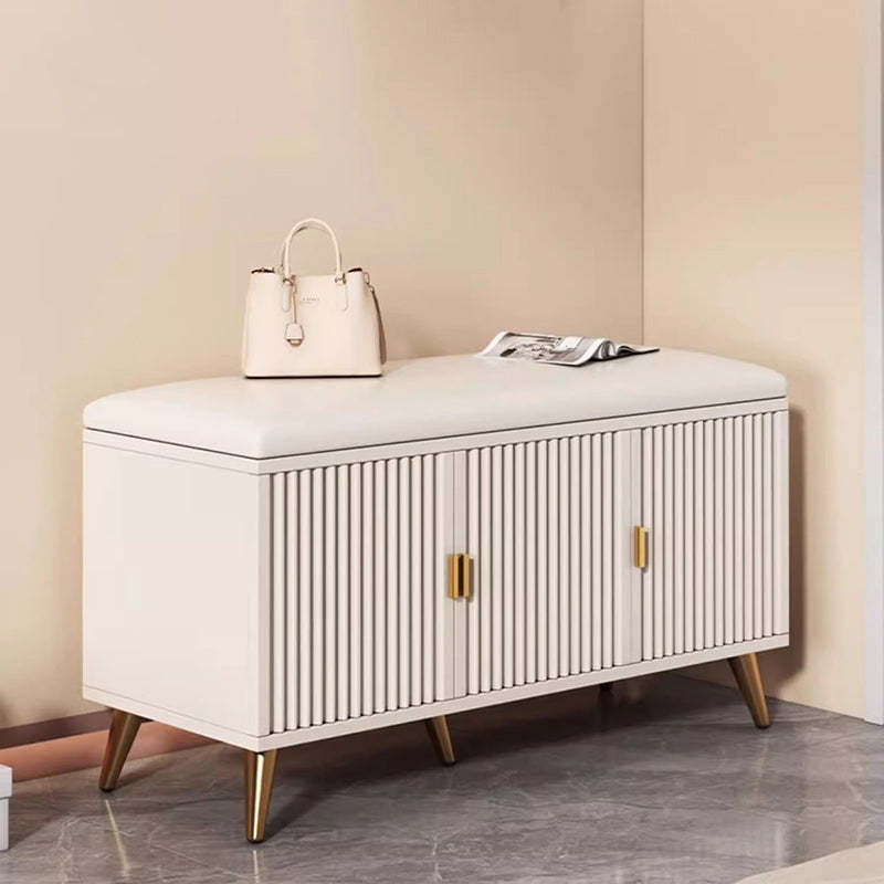 Nordic Cream Leather 2-Tier Rectangular Shoe Storage Bench