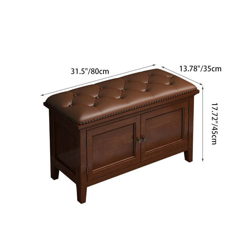 Nordic Leather Birch 2-Tier Tipping Shoe Storage Bench — Ivory Color