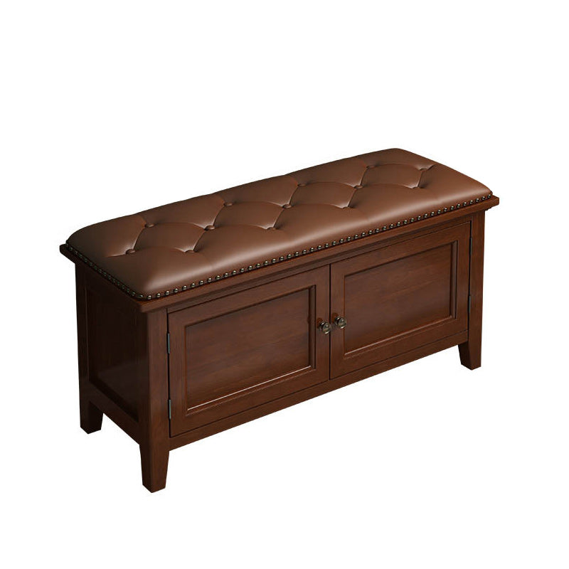 Nordic Leather Birch 2-Tier Tipping Shoe Storage Bench
