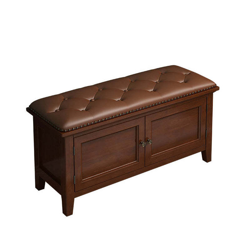 Nordic Leather Birch 2-Tier Tipping Shoe Storage Bench