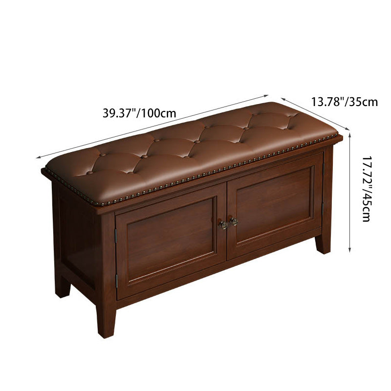 Nordic Leather Birch 2-Tier Tipping Shoe Storage Bench — Walnut Color