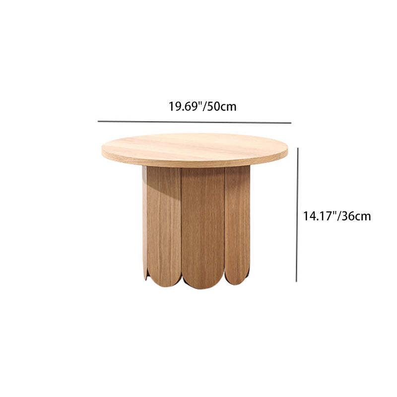 Minimalist Round Cylinder Oak Veneer 1-Tier Coffee Table