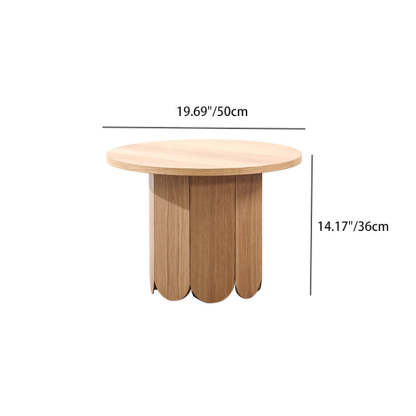Minimalist Round Cylinder Oak Veneer 1-Tier Coffee Table