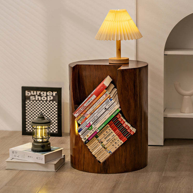 Nordic Cylindrical Stump Glass Resin 2-Tier Side Table