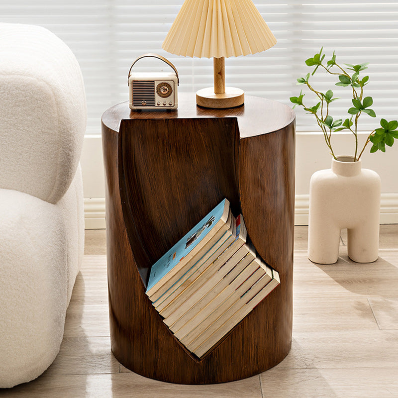 Nordic Cylindrical Stump Glass Resin 2-Tier Side Table