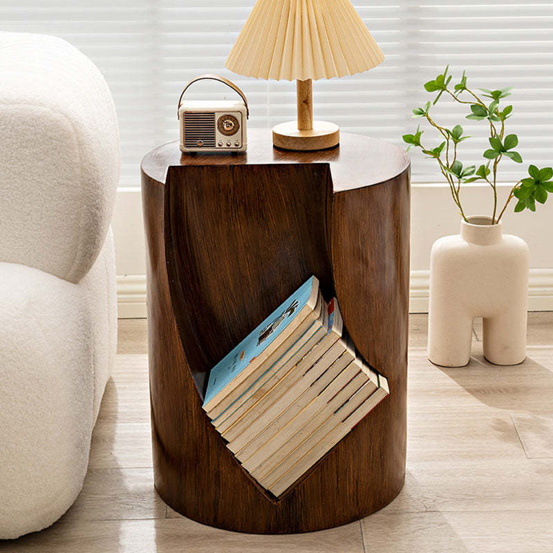 Nordic Cylindrical Stump Glass Resin 2-Tier Side Table