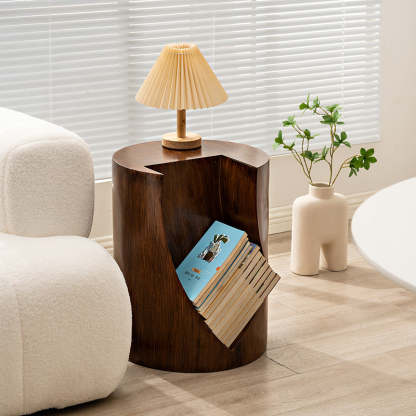 Nordic Cylindrical Stump Glass Resin 2-Tier Side Table