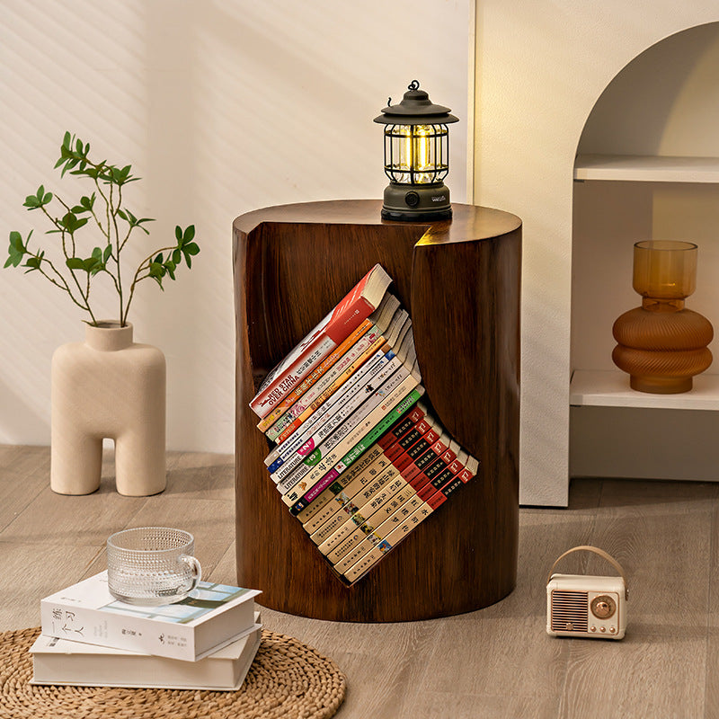 Nordic Cylindrical Stump Glass Resin 2-Tier Side Table