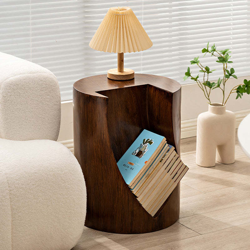 Nordic Cylindrical Stump Glass Resin 2-Tier Side Table