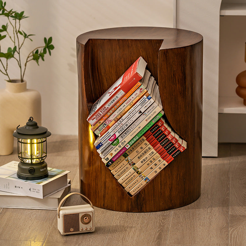 Nordic Cylindrical Stump Glass Resin 2-Tier Side Table