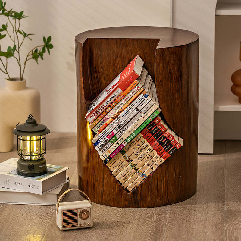 Nordic Cylindrical Stump Glass Resin 2-Tier Side Table