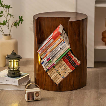 Nordic Cylindrical Stump Glass Resin 2-Tier Side Table