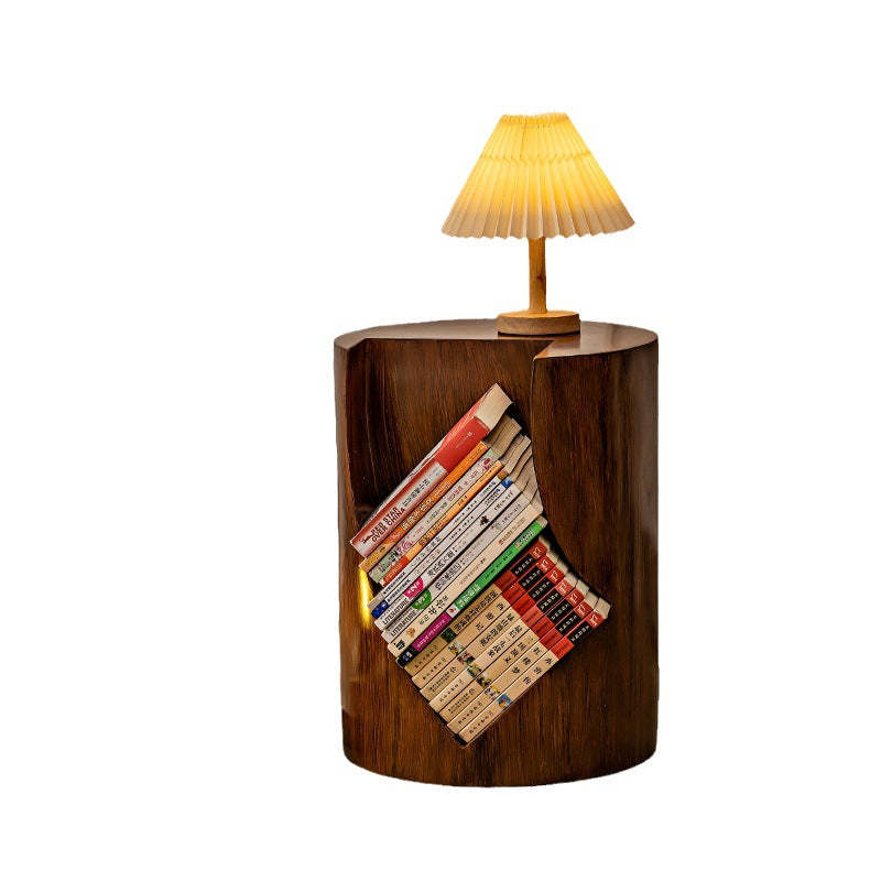 Nordic Cylindrical Stump Glass Resin 2-Tier Side Table