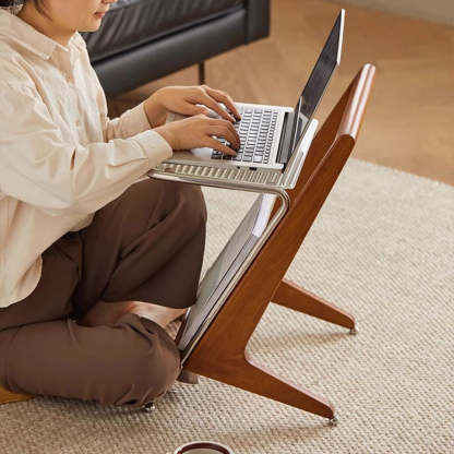 Retro Geometric Glass Solid Wood Iron 1-Tier Side Table