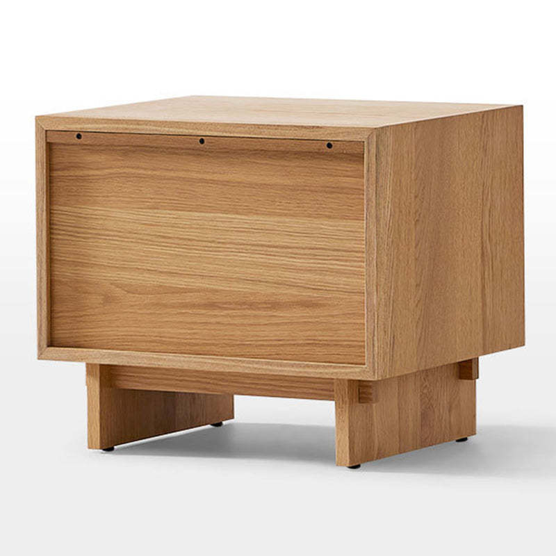 Minimalist Square Solid Pine Wood 2-Drawer Nightstand