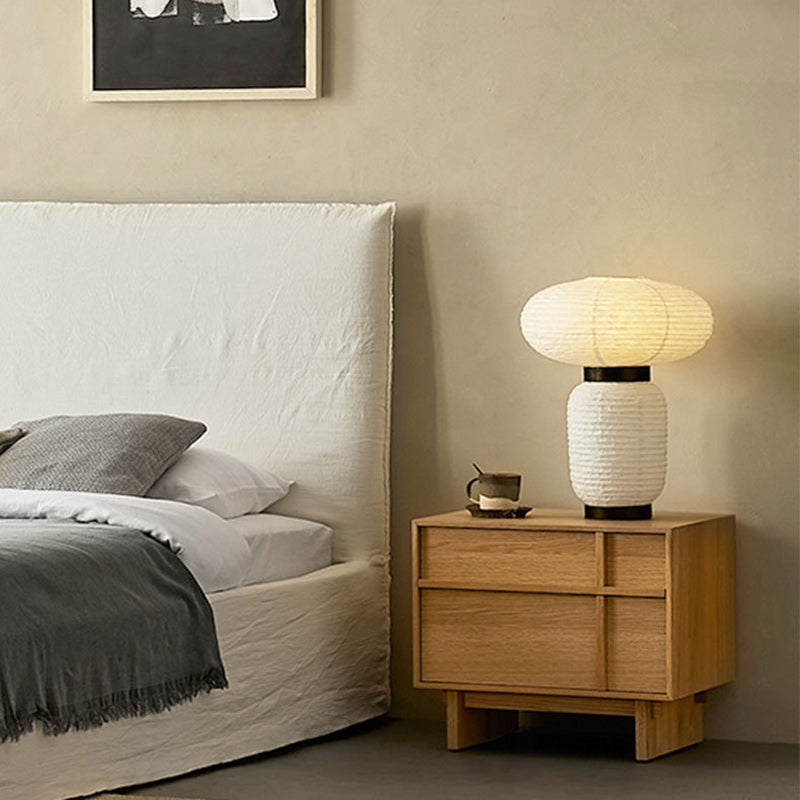 Minimalist Square Solid Pine Wood 2-Drawer Nightstand
