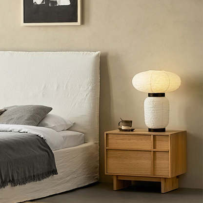 Minimalist Square Solid Pine Wood 2-Drawer Nightstand