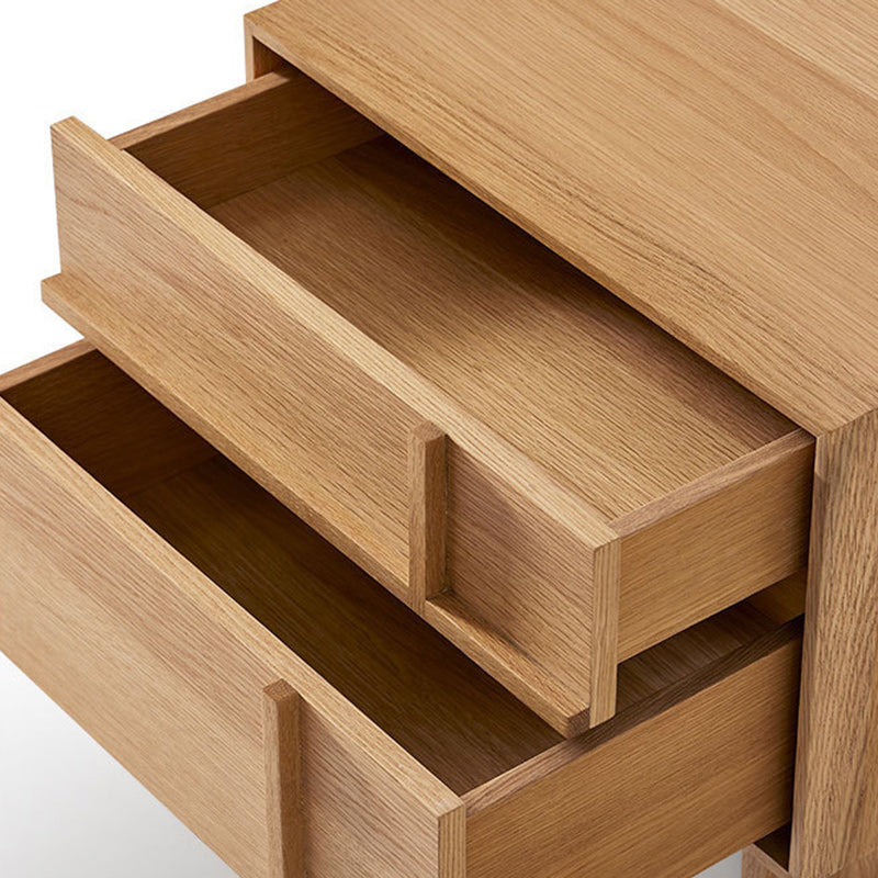 Minimalist Square Solid Pine Wood 2-Drawer Nightstand