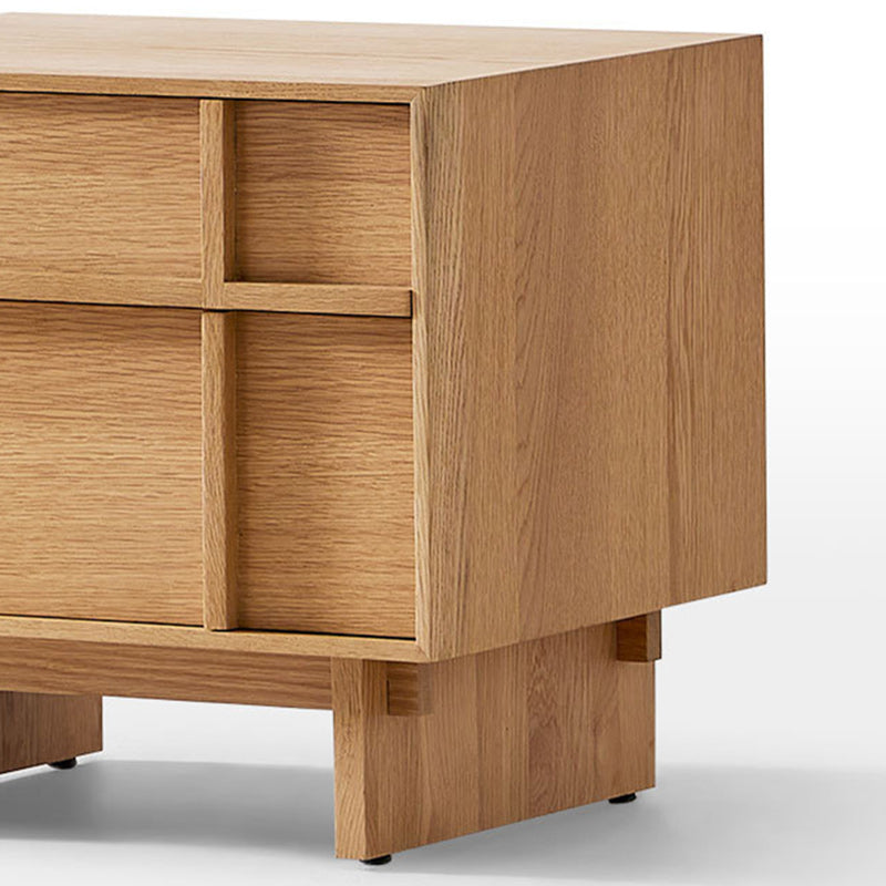 Minimalist Square Solid Pine Wood 2-Drawer Nightstand