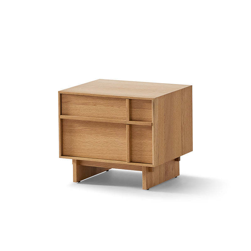 Minimalist Square Solid Pine Wood 2-Drawer Nightstand