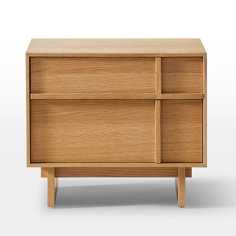 Minimalist Square Solid Pine Wood 2-Drawer Nightstand