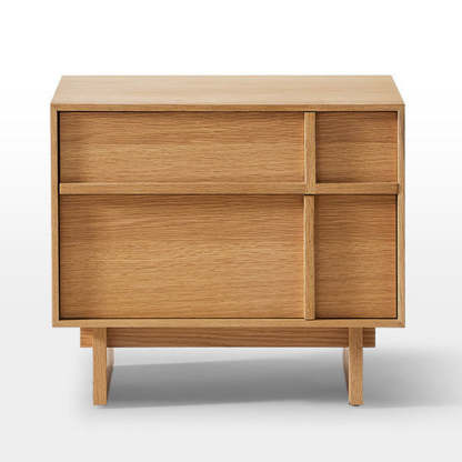 Minimalist Square Solid Pine Wood 2-Drawer Nightstand