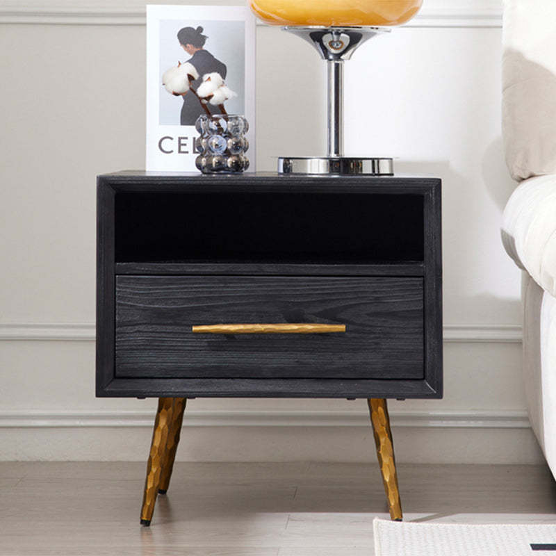 1-drawer fir iron metal fabric nightstands for bedroom