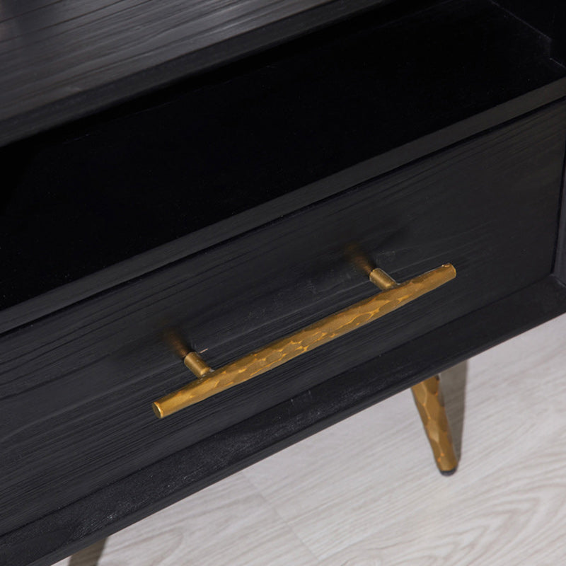 Minimalist Square Fir Ash Iron 1-Drawer Nightstand