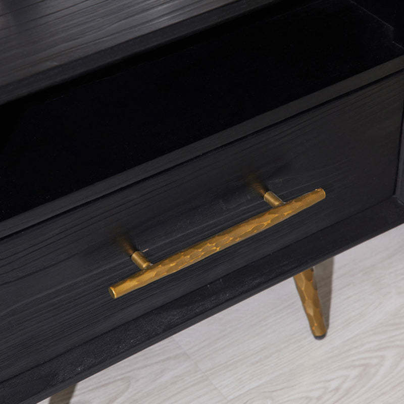 Minimalist Square Fir Ash Iron 1-Drawer Nightstand