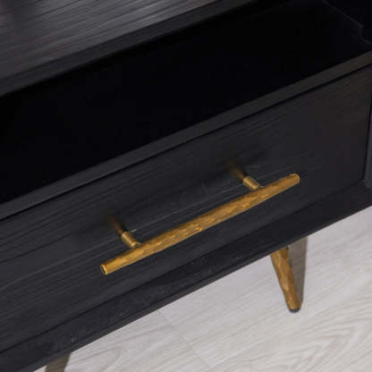 Minimalist Square Fir Ash Iron 1-Drawer Nightstand