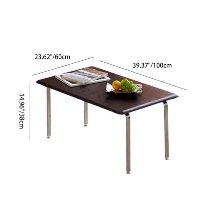 Minimalist Solid Wood Stainless Steel 1-Tier Coffee Table