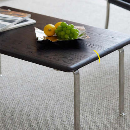 Minimalist Solid Wood Stainless Steel 1-Tier Coffee Table