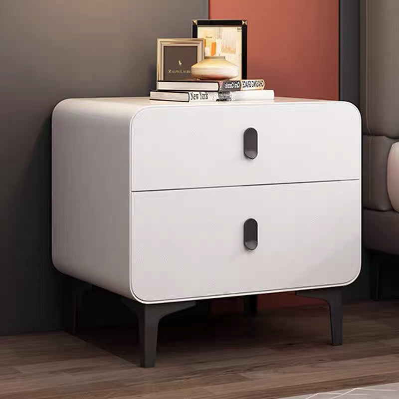 Nordic Square Artificial Board 2-Drawer Nightstand — Light Gray