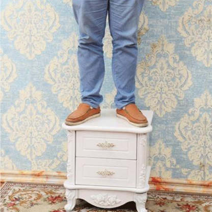 European Carved Solid Wood 2-Drawer Square Nightstand