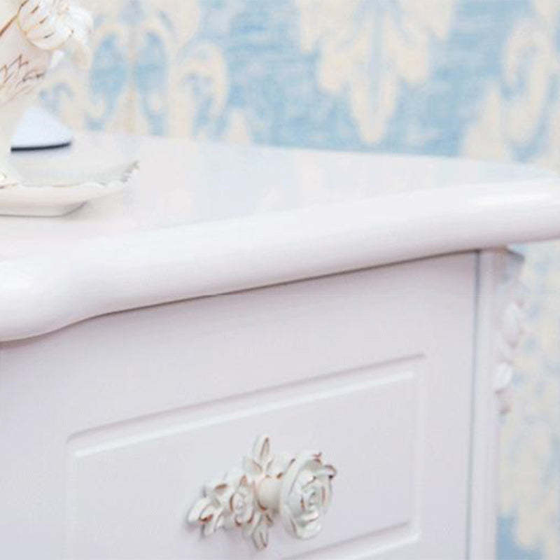 European Carved Solid Wood 2-Drawer Square Nightstand