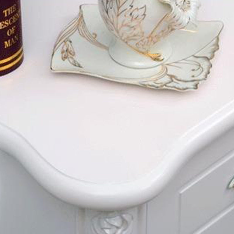 European Carved Solid Wood 2-Drawer Square Nightstand