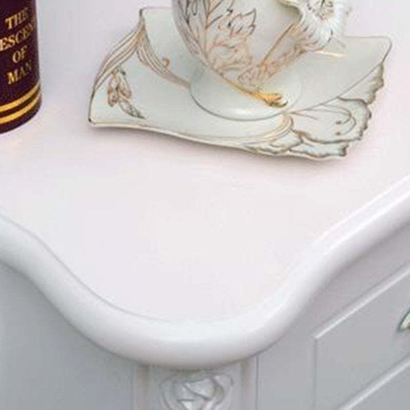 European Carved Solid Wood 2-Drawer Square Nightstand