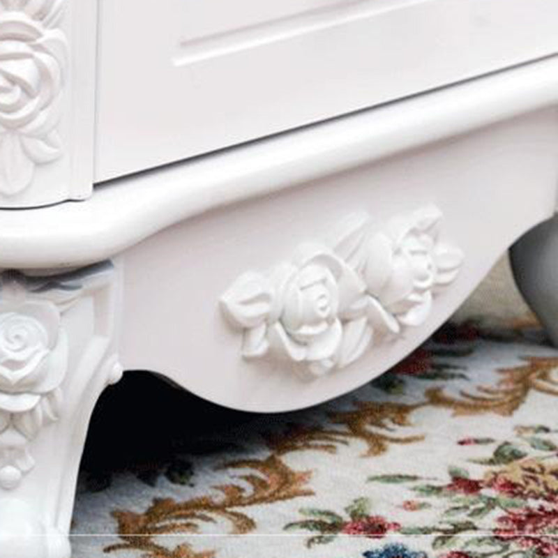 European Carved Solid Wood 2-Drawer Square Nightstand